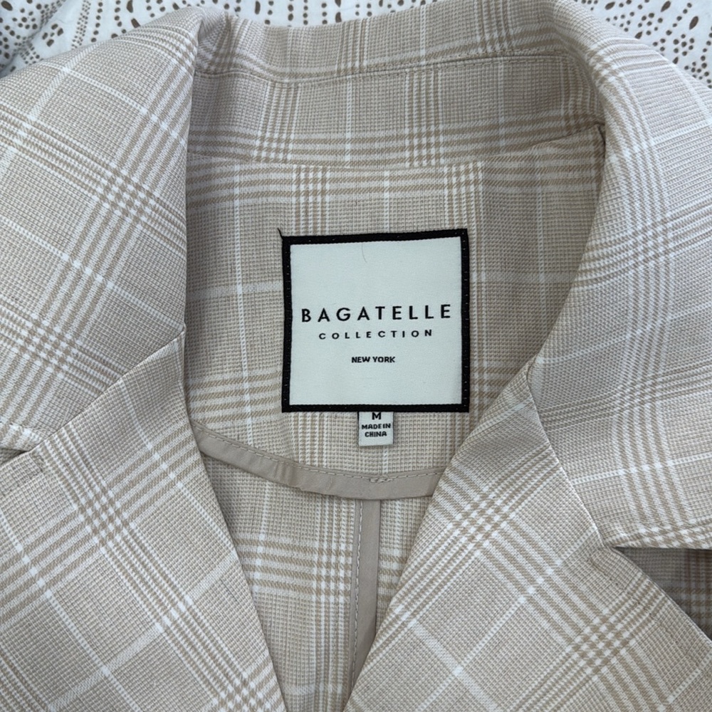 Bagatelle Collection Women's Beige Plaid Trench Coat - Picture 4 of 7